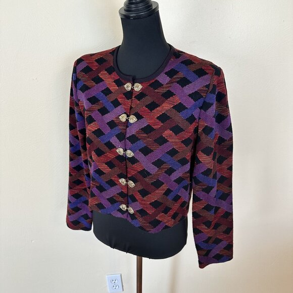 Vintage Positive Attitude Womens Geometric Cardigan Sweater Large 1980s Career - Picture 7 of 10